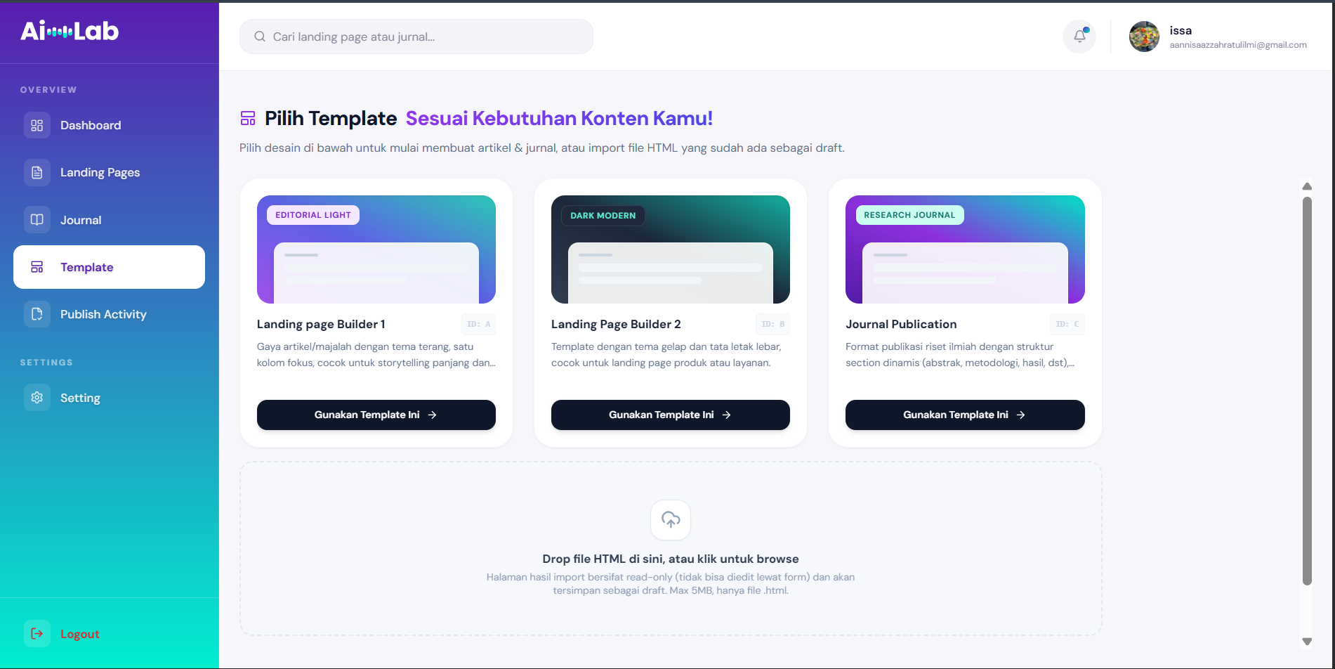 Fitur 1: Form Builder dengan Template